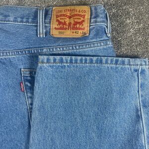 Levis 550 Jeans Mens 42x34 Blue Relaxed Fit Straight Cotton Denim Comfort Casual